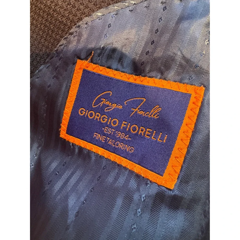 Giorgio‎ Fiorelli Mens Navy Blue Textured Two Button Blazer Jacket Size 50R